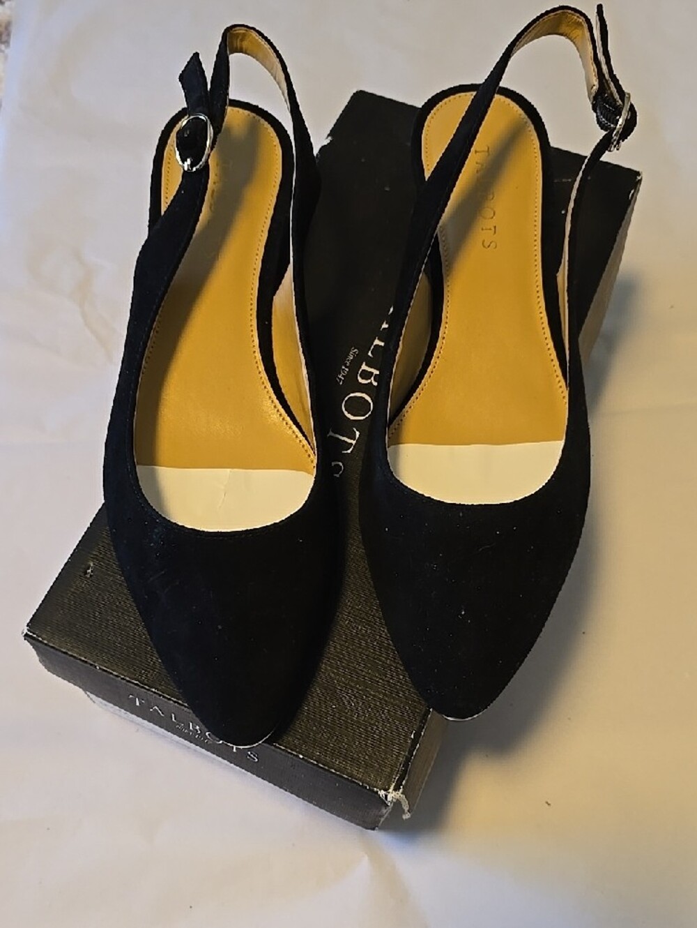 Talbots Black Pointed-Toe Suede Slingback Flats - Picture 7 of 7